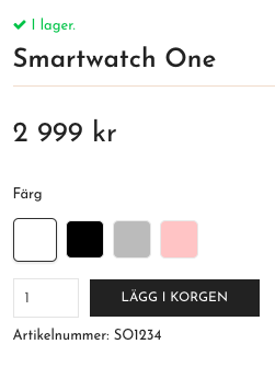 Produkt med Färgval